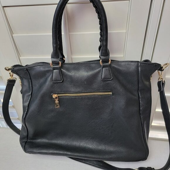 Moda Luxe Gray Tote Faux Leather Suede Purse Satchel - Picture 4 of 14